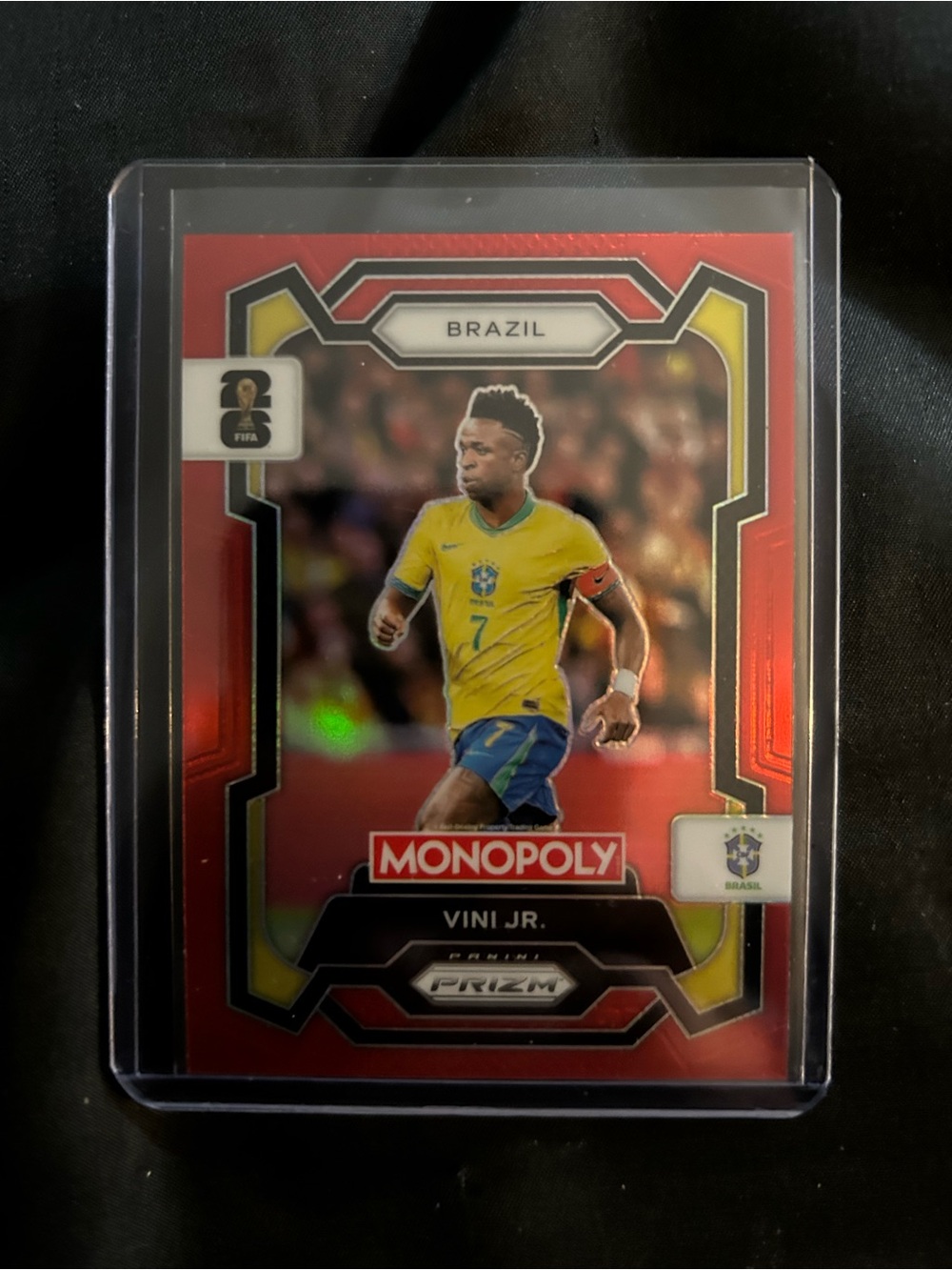 Panini Yellow & Black Vini Jr. Monopoly Prizm Soccer Card